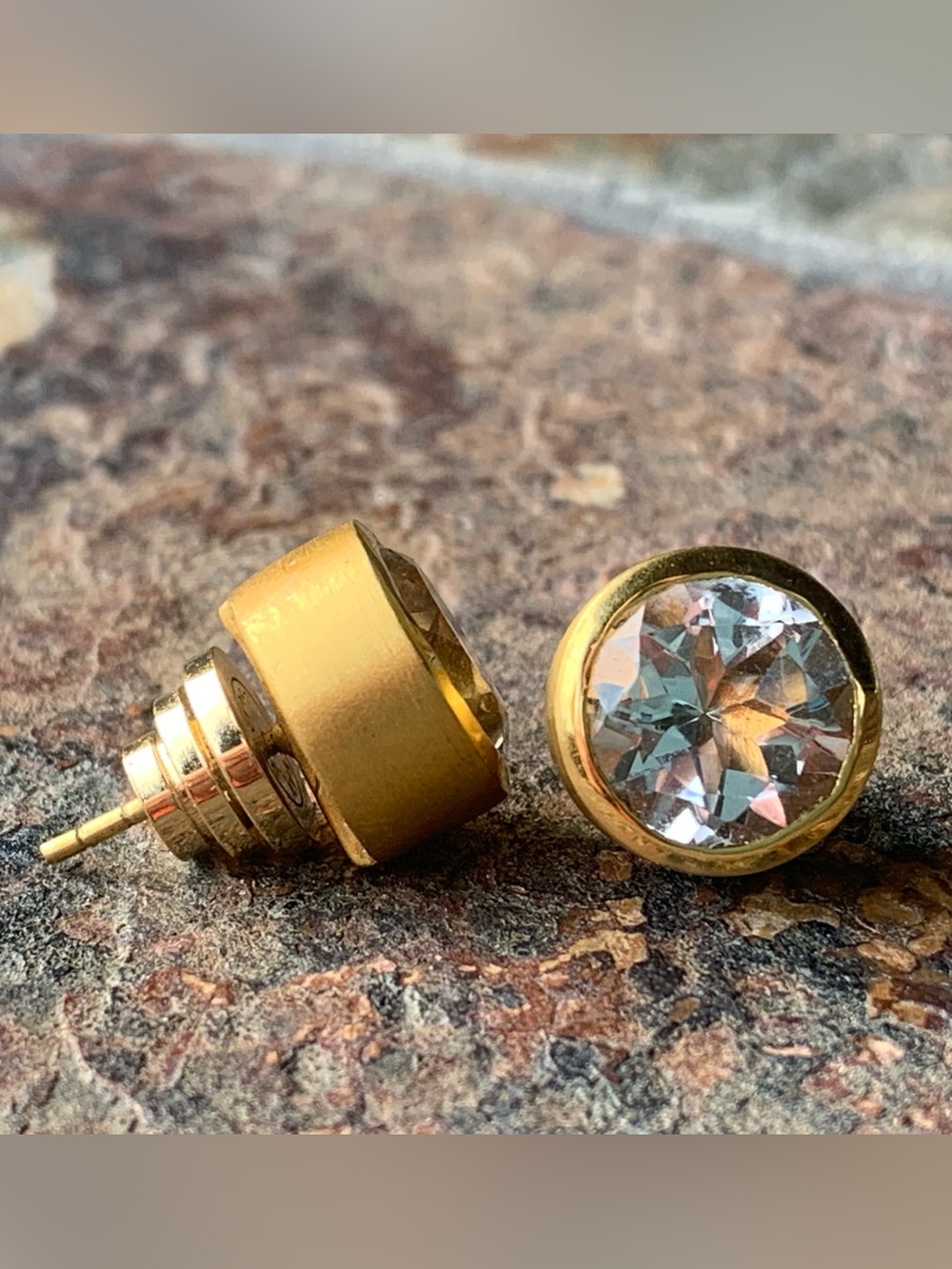 Dean Davidson Large Knockout Crystal Gold Plated Stud Earrings